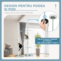 PawHut Ansamblu de Joacă Reglabil pentru Pisici 225-255 cm Alb(m-5)