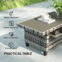 Outsunny Six-Piece Modular Rattan Sofa Set - Navy Blue(m-8)