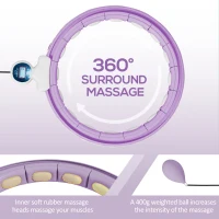 SPORTNOW Smart Weighted Hula Hoop, Massage Hula Ring w/ 16 Detachable Knots, 360° Auto-Rotating Ball, Digital Counter, Purple(m-4)