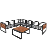 Ensemble de salon de jardin pour 5-6 personnes, ensemble de canapé d'extérieur moderne, incluant table basse, Gris(m-12)