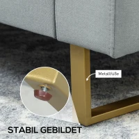 HOMCOM 3-Sitzer-Sofa, Couch mit Vollholzrahmen, Metallbeine, schlichtes Design, Hellgrau(m-6)