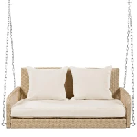 Dondolo da giardino dondolo Hollywood con cuscini di seduta e schienale rimovibili e lavabili, 2 posti, Beige(m-14)