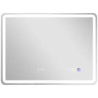 HOMCOM Espelho de Casa de Banho com Luz LED 80x60 cm Bluetooth 3 Cores de Luz Relógio Digital Função Antiembaciamento Memória Prata