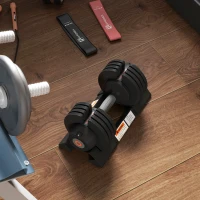 SPORTNOW Kit Pesi Regolabili con Porta Manubri e Impugnatura Antiscivolo, in Acciaio e ABS, 33x16x16 cm, Nero(m-7)