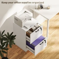 HOMCOM 2-Drawer Filing Cabinet with Lock - White(m-4)
