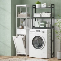 HOMCOM Tall Bathroom Cabinet with Tilt-Out Laundry Basket - White(m-8)