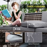 Outsunny Six-Piece Rattan Garden Sofa Set - Grey(m-7)