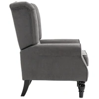 HOMCOM Ohrensessel im Vintage-Design, Lesesessel, Akzentsessel, Holzbeine, Knopfheftung, Grau + Schwarz(m-10)