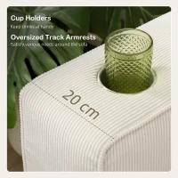 HOMCOM Three-Seater Corduroy Sofa - Cream White(m-7)