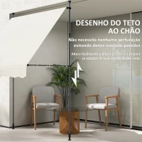 Outsunny Toldo Manual Retráctil 2x1,2 m Toldo Exterior Enrolável Altura Ajustável com Manivela 210-310 cm Proteção UV30+ Creme(m-4)