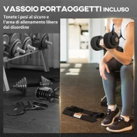 SPORTNOW Kit Pesi Regolabili con Porta Manubri e Impugnatura Antiscivolo, in Acciaio e ABS, 33x16x16 cm, Nero(m-5)