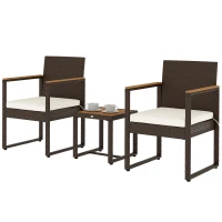 Outsunny Three-Piece Rattan Chair Set - White(m-11)