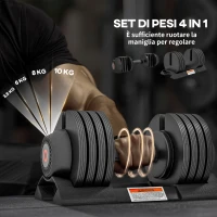 SPORTNOW Kit Pesi Regolabili con Porta Manubri e Impugnatura Antiscivolo, in Acciaio e ABS, 33x16x16 cm, Nero(m-4)