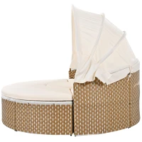 Ensemble de fauteuils de jardin-lounge, île ensoleillée avec baldaquin rétractable et plateau de table relevable, Beige(m-17)