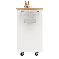 Îlot de cuisine moderne, espace de rangement multifonctionnel, 127×46×91,5 cm, Blanc(m-13)