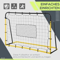 HOMCOM Kickback Fußball Rebounder Tor Rückprallwand Netz für Fußball, Basketball und Baseball, Stahl+PE, Gelb+Schwarz, 184 x 63 x 123 cm(m-4)