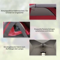Outsunny Campingzelt für 3 Personen leicht, stabil wasserdicht UV 50+ mit Vordach Tür Fenster, Bodenplane Grau(m-7)