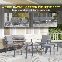 Outsunny Six-Piece Rattan Garden Sofa Set - Grey(m-4)
