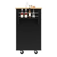 Îlot de cuisine moderne, espace de rangement multifonctionnel, 127x46x91,5 cm, Noir(m-12)