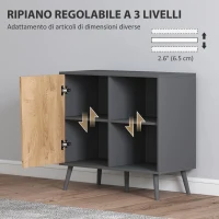 HOMCOM Credenza Moderna con Armadietto e Vano Portaoggetti, in Legno, 80x39x76 cm, Grigio Scuro(m-5)