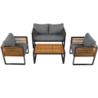 Ensemble de mobilier de jardin 4 pièces avec canapé 2 places, 2 fauteuils individuels et table, Gris Antique(m-10)