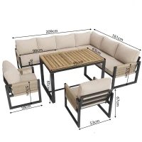 Conjunto de Jardín para 7-8 Personas Diseño Modular con Cuerdas Beige(m-3)