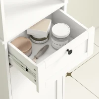 HOMCOM Tall Bathroom Cabinet, with Laundry Basket - White(m-9)