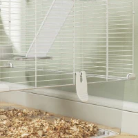 PawHut Gabbia per Roditori Multilivello con Accessori Inclusi, in Acciaio, PET e PS, 73x47x80 cm, Bianco(m-7)