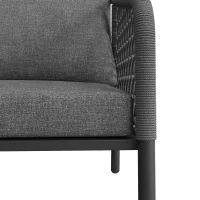 Set da giardino, Set di divani da esterno moderno con piano del tavolo in vetro e cuscini di seduta e schienale, Grigio(m-6)