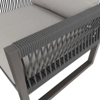 Conjunto de Salón de Jardín Conjunto de Muebles de Jardín Moderno de 4 Piezas de Cuerda con Cojines de Asiento Gris(m-6)