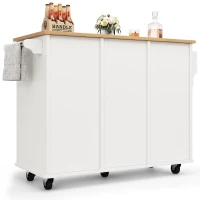 Îlot de cuisine moderne, espace de rangement multifonctionnel, 127×46×91,5 cm, Blanc(m-11)