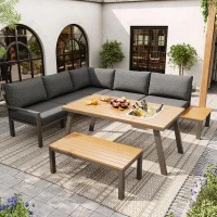 Set da giardino per 6-7 persone, set di mobili da giardino moderno, Grigio(m-4)