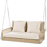 Dondolo da giardino dondolo Hollywood con cuscini di seduta e schienale rimovibili e lavabili, 2 posti, Beige(m-2)