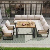 Conjunto de Jardín para 7-8 Personas Diseño Modular con Cuerdas Beige(m-2)