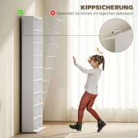 HOMCOM Regał na DVD, Stojak na CD z 14 regulowanymi półkami, 18 przegródkami, 175 cm, Regał na Blu-ray, Płyta wiórowa, Biały(m-6)