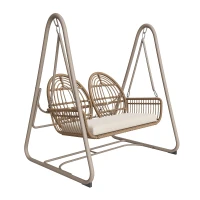 Dondolo da giardino per 2 persone, 141×109×143 cm, Beige(m-2)