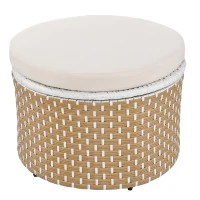 Ensemble de fauteuils de jardin-lounge, île ensoleillée avec baldaquin rétractable et plateau de table relevable, Beige(m-11)