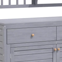 Armoire de jardin en bois avec étagères, armoire extérieure multifonctionnelle avec plateau ouvert, 141,5x44x105 cm, Gris(m-6)