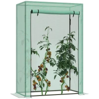 Outsunny Tomato Greenhouse with Roll-up Door, Mini Greenhouse with PE Cover, Outdoor Grow House Small Green House for Yard, Balcony, Garden, 100 x 50 x 150cm, Green(m-10)