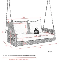 Balancelle de jardin, balancelle Hollywood avec coussins de siège et de dossier amovibles et lavables, 2 places, 113x54x53 cm, Beige(m-3)