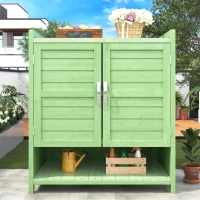 Armadio da giardino in legno, armadio per attrezzi con tre scomparti, 87,7×40×70,2 cm, Verde(m-1)