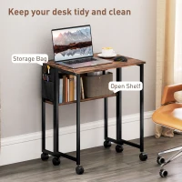HOMCOM 63 cm Drop Leaf Writing Work Desk - Rustic Brown(m-5)