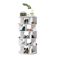 Estantería para zapatos, giratoria, 5 niveles, 115×60×60 cm, versátil, montaje fácil, 60x60x115 cm, Blanco