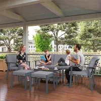 Outsunny Six-Piece Rattan Garden Sofa Set - Grey(m-2)