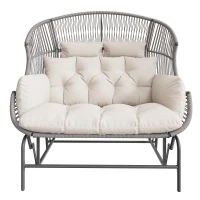 Fauteuil à bascule de jardin pour deux personnes,  fauteuil de jardin, 145×85×143 cm, Gris(m-9)