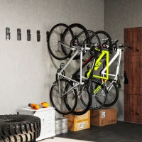 SPORTNOW 8 Pack Bike Rack, Wall Mounted Bicycle Hanger Hook, Foldable Garage Bike Wall Rack, Bicycle Storage Holder for Indoor Outdoor Use(m-8)