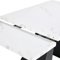 Masă de luat extensibilă, pentru living și birou de acasă, 159x74x77 cm, Alb+Negru(m-6)