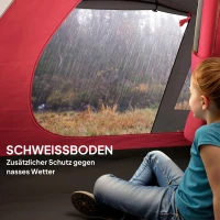Outsunny Campingzelt für 3 Personen leicht, stabil wasserdicht UV 50+ mit Vordach Tür Fenster, Bodenplane Grau(m-5)