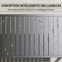 Outsunny Table basse extérieure avec plateau à lattes, cadre en aluminium, pour balcon, patio, terrasse, 90 x 50 x 42 cm, noir(m-6)