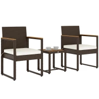 Outsunny Three-Piece Rattan Chair Set - White(m-10)